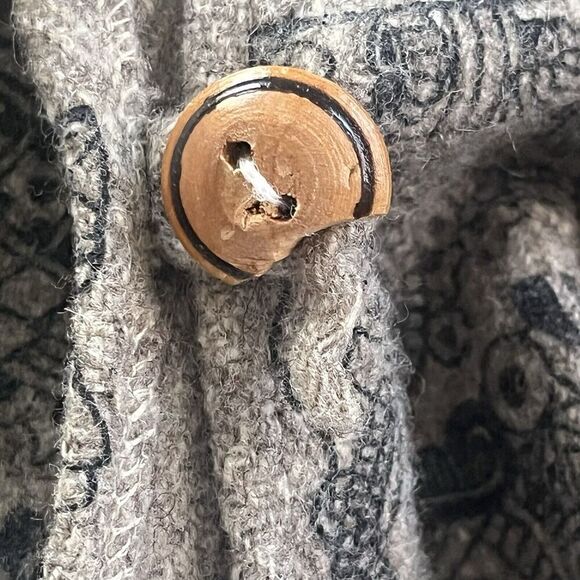 Vintage Molina Aztec Print Wool Poncho Walking Cape One Size Brown Fringe Brown - Picture 9 of 11